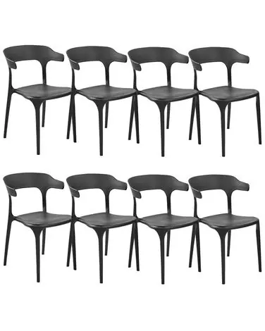 Set of 8 Dining Chairs GUBBIO Black - Garden & Balcony