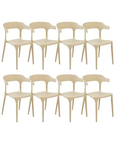 Set of 8 Dining Chairs GUBBIO Sand Beige - Garden & Balcony