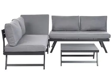 Garden Corner Sofa with Table 5 Seater COCCORINO Grey Metal - Garden & Balcony