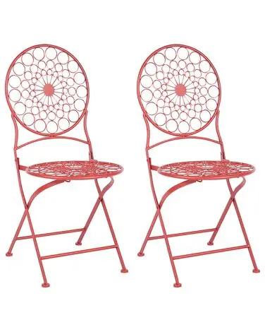 Conjunto de 2 sillas de jardín SCARIO Metal Rojo - Jardín y balcón