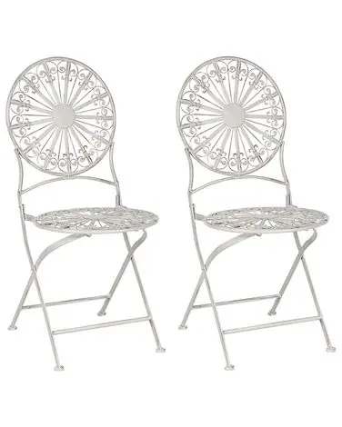 Set of 2 Garden Chairs SCAFA Metal White - Garden & Balcony