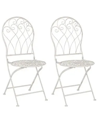Set of 2 Garden Chairs STIFFE Metal White - Garden & Balcony