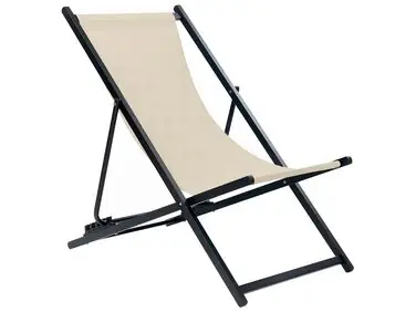 Folding Deck Chair LOCRI II Metal Beige - Garden & Balcony