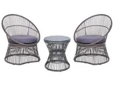 Bistro Set with Cushions MESYNA PE Rattan Taupe - Garden & Balcony