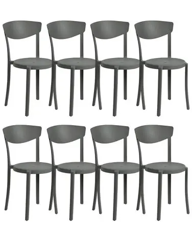 Conjunto de 8 sillas de comedor VIESTE Gris oscuro