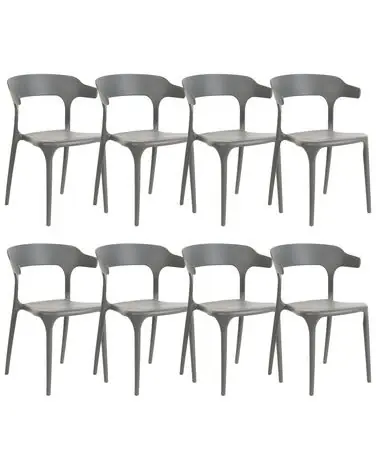 Set of 8 Dining Chairs GUBBIO Grey - Garden & Balcony