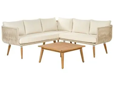 Conjunto esquinero de jardín 5 plazas ALCAMO Izquierda Beige claro Madera de acacia - Jardín y balcón