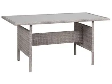 Mesa de jardín VITERBO 145 cm 80 cm Vidrio Gris claro - Jardín y balcón