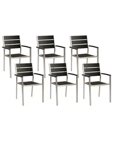 Set of 6 Garden Chairs VERNIO Black/ Silver - Garden & Balcony