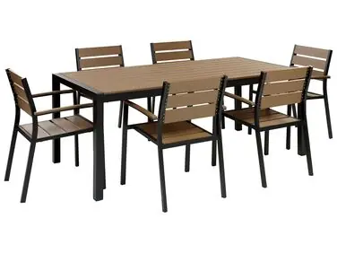 Conjunto de comedor exterior 6 plazas VERNIO Marrón/Negro - Jardín y balcón
