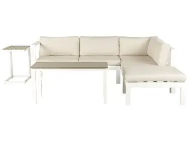 Conjunto esquinero de jardín 5 plazas MESSINA Izquierda Beige Metal - Jardín y balcón