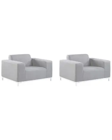 Conjunto de 2 sillones de jardín ROVIGO Tela Gris claro - Sala de estar