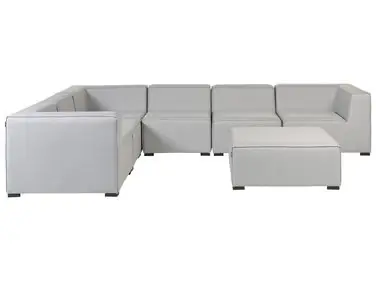 Sofá esquinero de jardín con otomana 7 plazas AREZZO Derecha Gris claro modular - Jardín y balcón