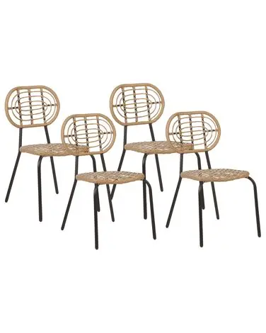 Set of 4 Garden Chairs PRATELLO PE Rattan Natural - Garden & Balcony