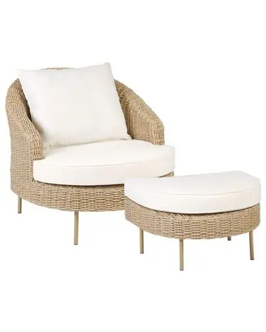 Sillón de jardín con otomana ARCILLE Ratán sintético Natural - Jardín y balcón