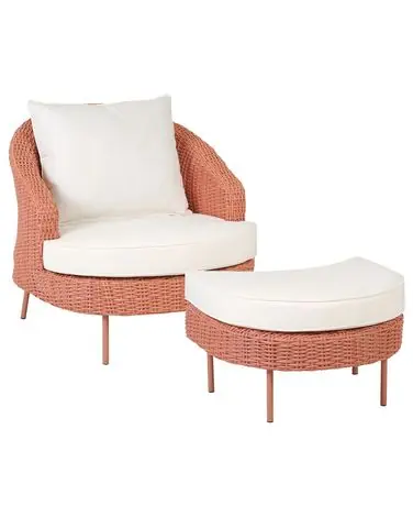 Sillón de jardín con otomana ARCILLE Ratán sintético Rosa melocotón - Jardín y balcón
