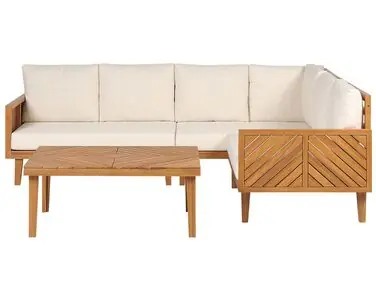 Conjunto esquinero de jardín 4 plazas BARATTI Izquierda Marrón Madera de acacia - Jardín y balcón