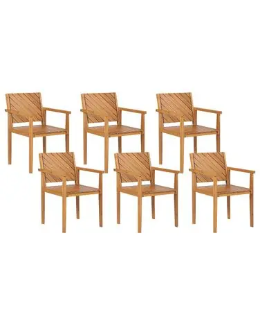 Set of 6 Garden Chairs BARATTI Acacia Wood Brown - Garden & Balcony