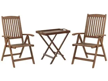 Bistro Set Folding AMANTEA Acacia Wood Dark Brown - Garden & Balcony