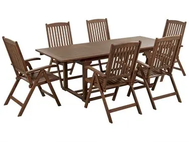 Conjunto de comedor exterior 6 plazas AMANTEA Marrón oscuro Madera de acacia - Jardín y balcón