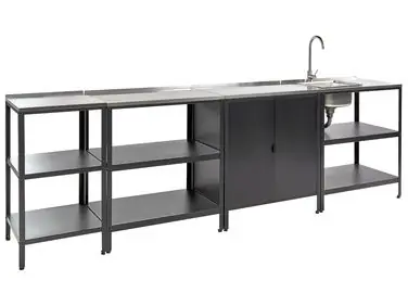4 Piece Outdoor Kitchen Set with Sink VILAMA Black Metal - Garden & Balcony