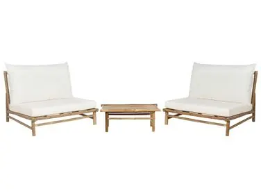 Conjunto de jardín con mesa 2 plazas TODI Blanco crema Bambú - Jardín y balcón