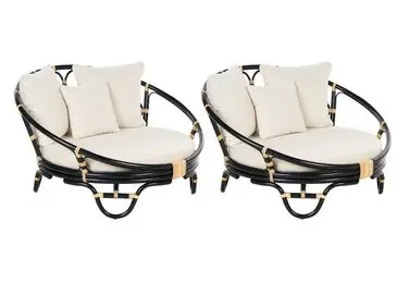 Set of 2 Garden Daybeds ROSSANO Rattan Black - Garden & Balcony
