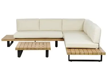 Conjunto esquinero de jardín 5 plazas MYKONOS Derecha Blanco crema Madera de acacia certificada - Jardín y balcón
