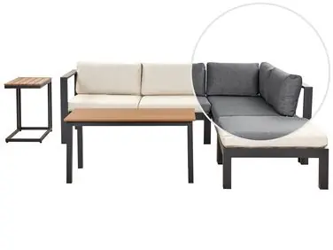Conjunto esquinero de jardín 5 plazas MESSINA Izquierda Gris/Beige - Jardín y balcón