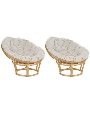 Conjunto de 2 sillones de jardín con cojines SALVO Ratán Natural - Jardín y balcón