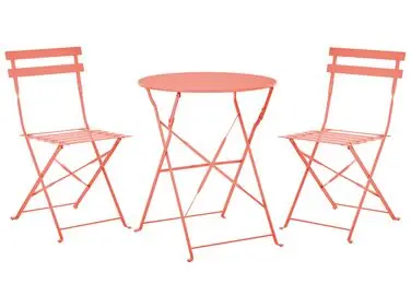 Bistro Set Folding FIORI Metal Coral - Garden & Balcony