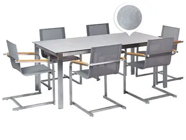 Conjunto de comedor exterior 6 plazas COSOLETO Gris Vidrio templado - Jardín y balcón