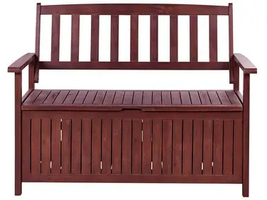 Banco de jardín SOVANA 120 cm con almacenaje Madera de acacia Rojo oscuro - Jardín y balcón