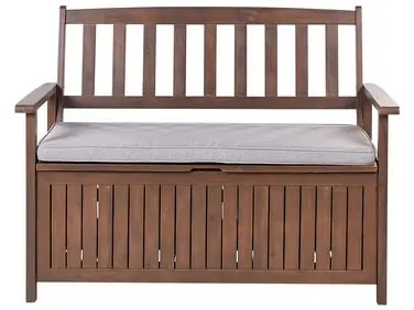 Garden Bench with Cushion SOVANA 120 cm with Storage Acacia Wood Light Grey - Garden & Balcony