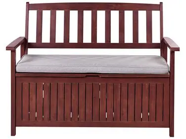 Garden Bench with Cushion SOVANA 120 cm with Storage Acacia Wood Light Grey - Garden & Balcony