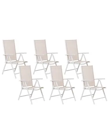 Set of 6 Garden Chairs CATANIA Metal Beige - Garden & Balcony