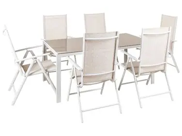 Conjunto de comedor exterior 6 plazas CATANIA Beige Metal - Jardín y balcón