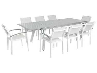 Conjunto de comedor exterior 8 plazas PERETA Gris Metal - Jardín y balcón