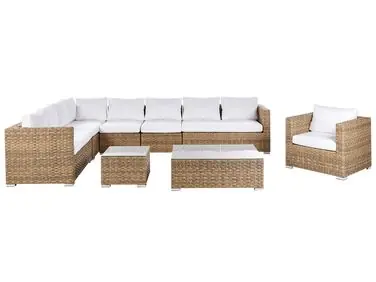 Conjunto de jardín con mesa 8 plazas XXL Derecha Marrón claro Ratán sintético modular - Jardín y balcón