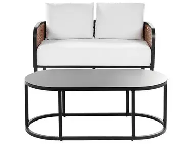 Conjunto de jardín con mesa 2 plazas MONTEFALCO Metal Blanco - Jardín y balcón