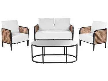 Conjunto de jardín con mesa 4 plazas MONTEFALCO Blanco Metal - Jardín y balcón