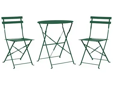 Bistro Set Folding FIORI Metal Dark Green - Garden & Balcony
