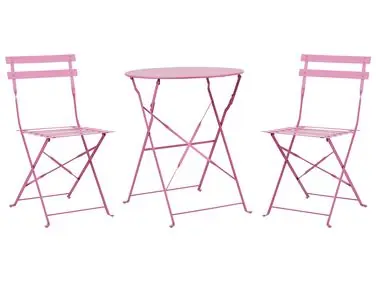 Bistro Set Folding FIORI Metal Pink - Garden & Balcony