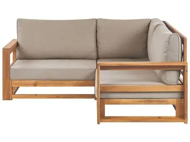 Garden Corner Sofa 2 Seater TIMOR Modular Certified Acacia Wood Light Brown - Garden & Balcony