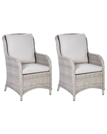 Set of 2 Garden Armchairs CASCAIS PE Rattan Beige - Garden & Balcony
