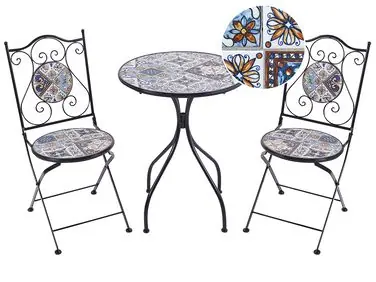 Bistro Set Folding CIVITA Metal Black - Garden & Balcony