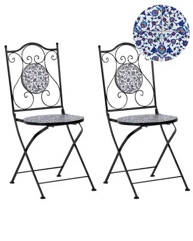 Set of 2 Garden Chairs CAMPRENA Metal Black - Garden & Balcony