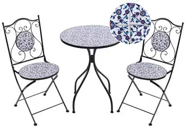 Bistro Set Folding CAMPRENA Metal Black - Garden & Balcony