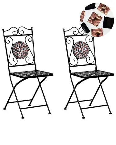 Set of 2 Garden Chairs CARPINO Metal Black - Garden & Balcony
