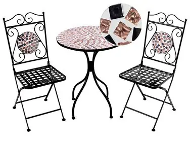 Bistro Set Folding CARPINO Metal Black - Garden & Balcony